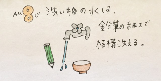 【節約生活24時】洗い物の水は鉛筆の細さで洗える
